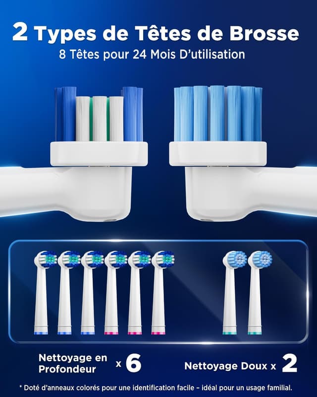 Detalle de Brosse à dents électrique rotative 8 têtes
