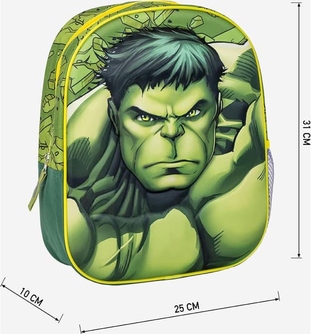 Detalle 2 de CERDÁ GROUP Avengers Kinderrucksack (unisex) Standard – mit 3D-Design, grün-bunt