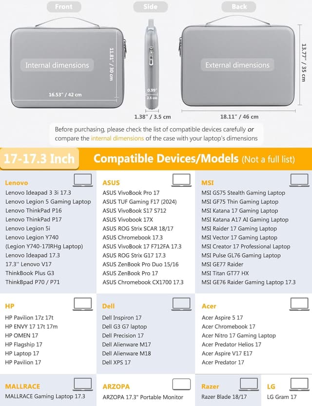 Detalle 2 de HYZUO custodia rigida 17,3 pollici