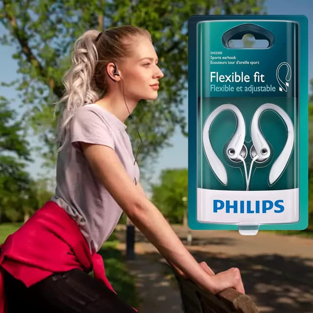 Detalle 1 de Philips SHS3200WT/37 Flexible Earhook Wired Headphones (White)