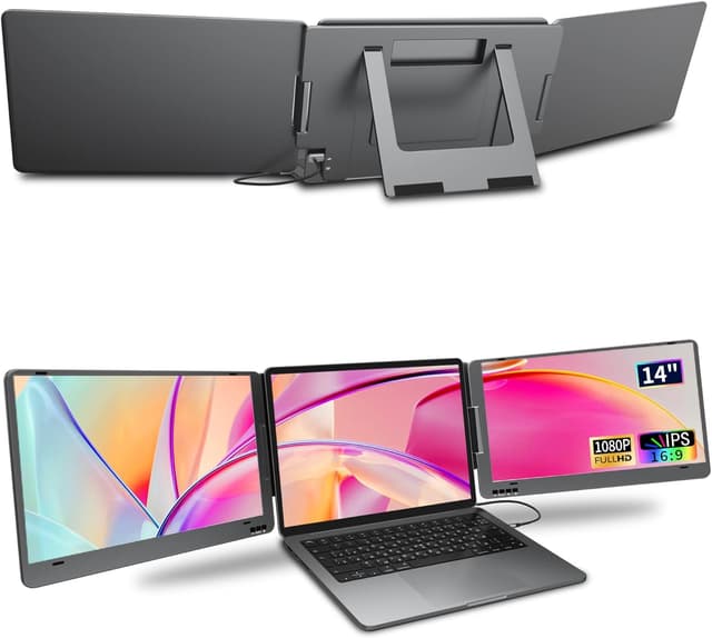 Detalle de KPKUE X90A 14" Dual Portable Laptop Screen Extender (1080P FHD IPS, USB-C)
