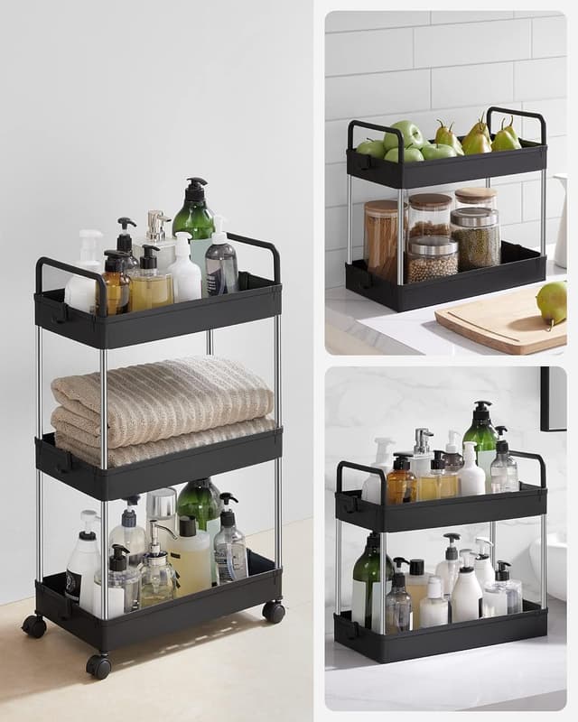 Thumbnail 6 de SONGMICS Chariot de Rangement 3 Niveaux Noir KSC019B01