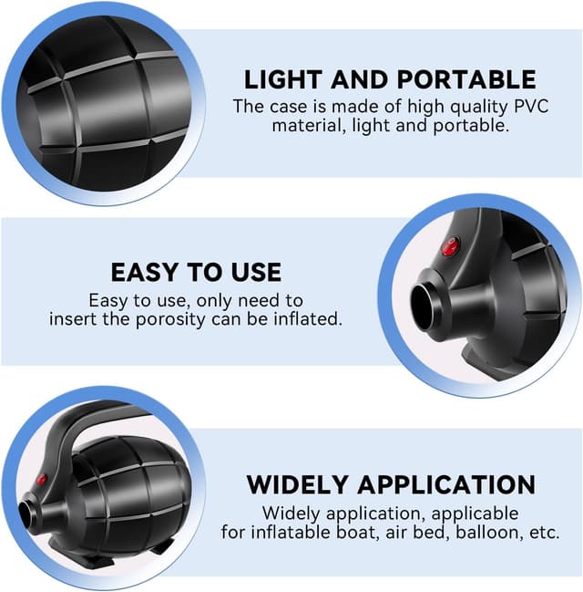 Detalle 2 de RISINGUKST Electric Air Pump 600W for Air Beds 🎈