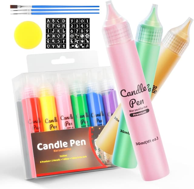 Detalle de iaHOME 12 Wachsstifte für Kerzen (30 ml) – Candle Pen & Kerzenstifte Set zum Selber Machen
