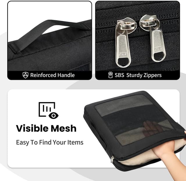 Detalle de Prezon Kompressions-Packwürfel – komprimierbarer Reise-Organizer mit Netzfenster