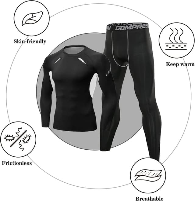 Detalle de Terecey intimo termico uomo invernale traspirante, felpato e compressione (set completo, taglie S–XXL)