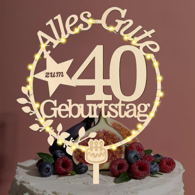 Thumbnail 4 de Giftota Cake Topper 40. Geburtstag Holz