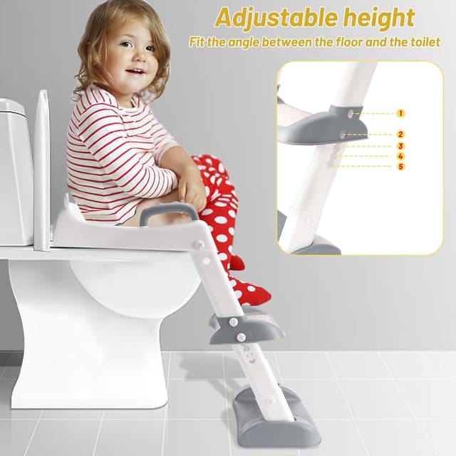 Detalle de Kinder-Toilettensitz mit Treppe, bis 180 Pfund