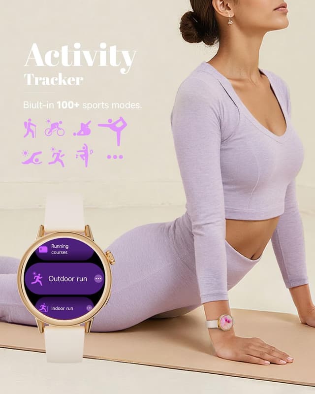 Detalle de TOOBUR Petite Smart Watch for Women (Beige), 37 mm AMOLED Fitness Tracker with Step/Sleep/HR