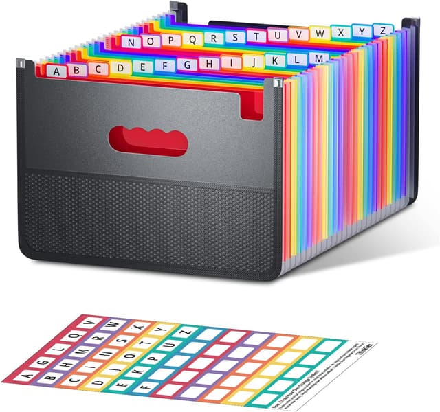 Detalle de ThinkTex Dokumentenmappe mit 26 Fächern für A4 – erweiterbarer Akten-Organizer mit farbigen Registern