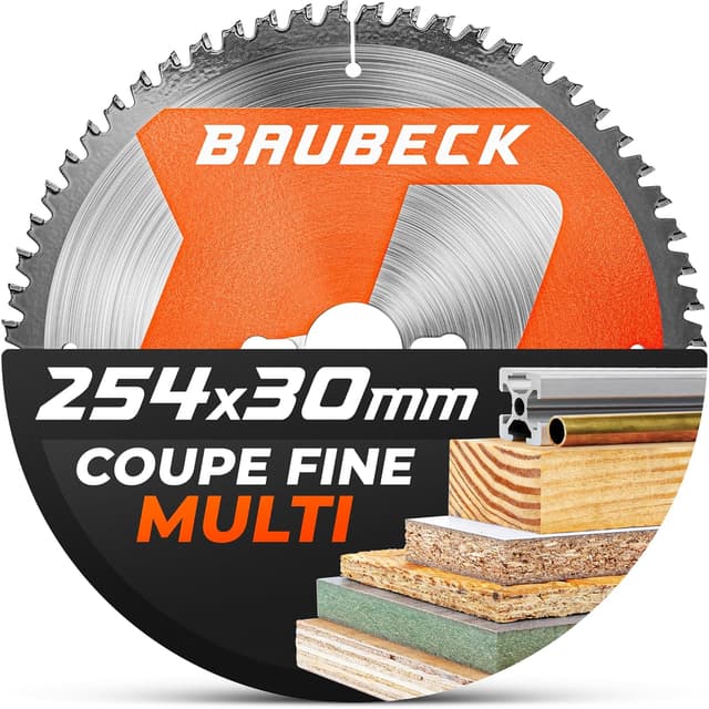 Detalle de Lame de scie circulaire BAUBECK Pro 254 mm x 30 mm (adaptateur 25,4 mm) – multi-matériaux