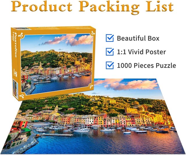 Detalle de Portofino Jigsaw Puzzles for Adults 1000 Piece Italian Riviera (1000 jigsaws)