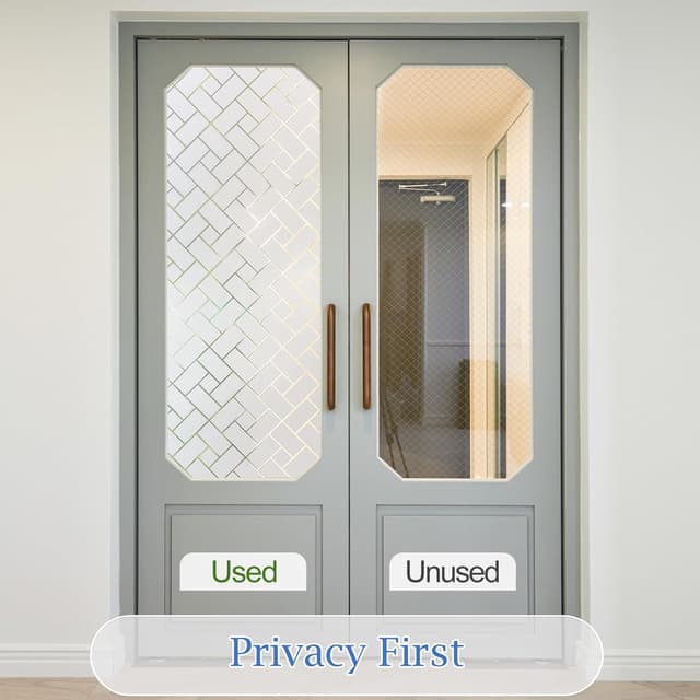 Detalle de Coavas Window Privacy Film (Modern Brick Pattern) for Frosted Windows, Anti-UV, Removable Static Cling, 60x400cm