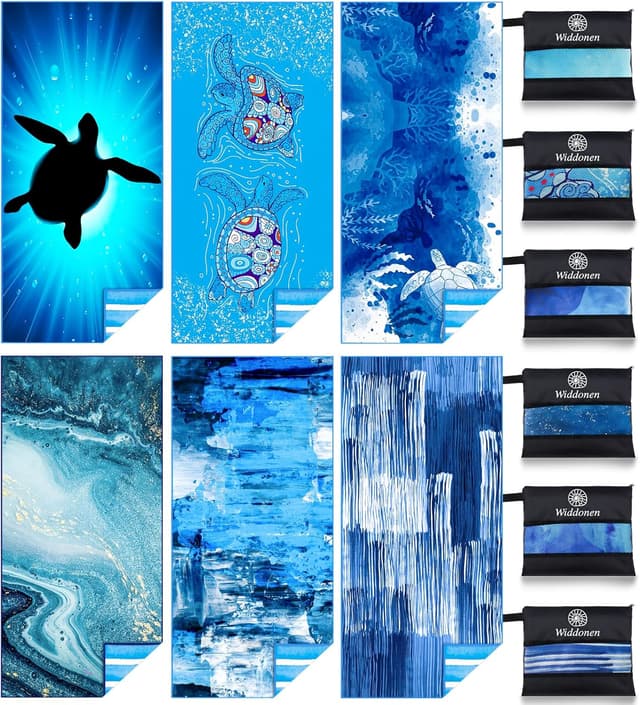 Thumbnail 6 de Thin Lightweight Microfiber Beach Towel (Sand-Free, Quick-Dry, Compact) for Pool, Camping & Travel