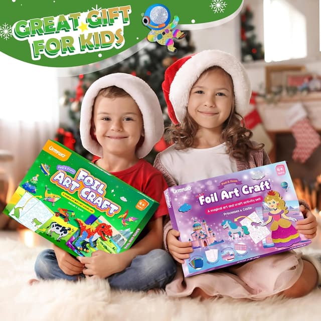 Detalle de URMYWO Folienspaß Kinder: 2-in-1 Kreativ-Folie & Malpapier mit Dinosauriern und Weltraum