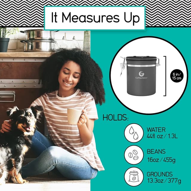 Detalle 2 de Coffee Gator Kaffeedose Edelstahl, 304