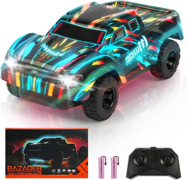 Detalle de BAZADER Voiture télécommandée RC 1:22 pour enfants (3 à 8 ans) : double vitesse et éclairages