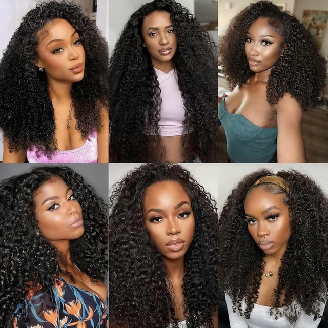 Detalle 2 de virginess Kinky Curly Half Wig (Human Hair) 16 Inch — glueless “wear go” flip headband half wig with drawstring