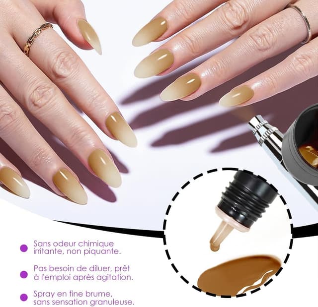 Detalle de FAVAI Airbrush Gel Nail Polish – 6 couleurs (6 x 15 ml) pour aérographe, dégradés & French