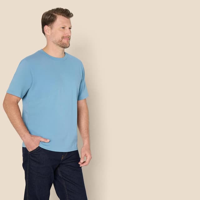 Detalle de Amazon Essentials Men’s Relaxed-Fit Heavyweight Cotton T-Shirt (Prewashed 100% Cotton)