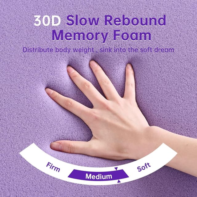 Detalle de MUXHOMO 3 Inch 7-Zone Queen Mattress Topper (Lavender Cooling Gel Memory Foam)