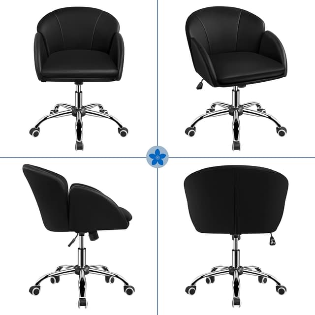 Thumbnail 6 de Yaheetech sedia ufficio poltroncina reclinabile in finta pelle/velluto, altezza regolabile con ruote e seduta girevole a 360° (fino a 136 kg)