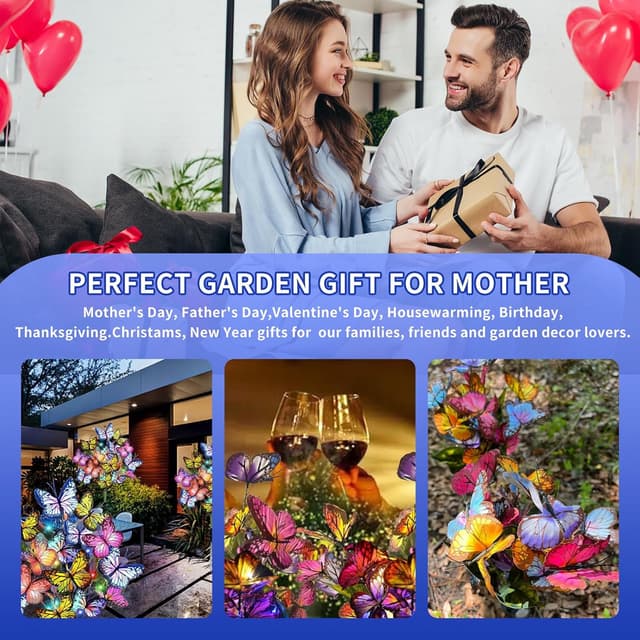 Detalle 2 de Oreunik Butterfly solar lights 2 pack