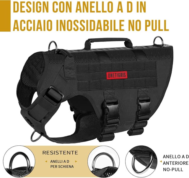 Detalle 2 de OneTigris Imbracatura No-Pull per Cani AIRE MESH con 2 manici, regolabile e ultra traspirante