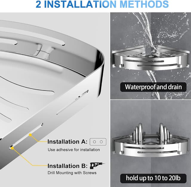 Thumbnail 3 de PNNP Duschablage Ohne Bohren Ecke Silber 2-stk