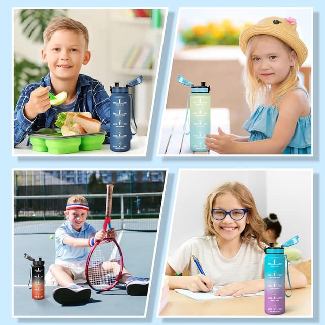 Thumbnail 6 de Mulbijeo Borraccia Palestra 500 ml con scritte motivazionali, a prova di perdite e borraccia bambini