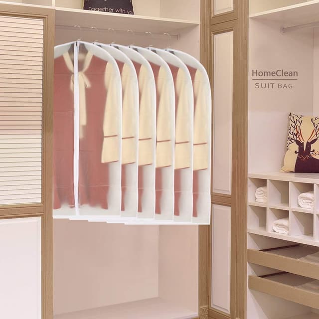 Detalle 2 de Garment Bags for Hanging Clothes 24x40 White Breathable Suit Covers