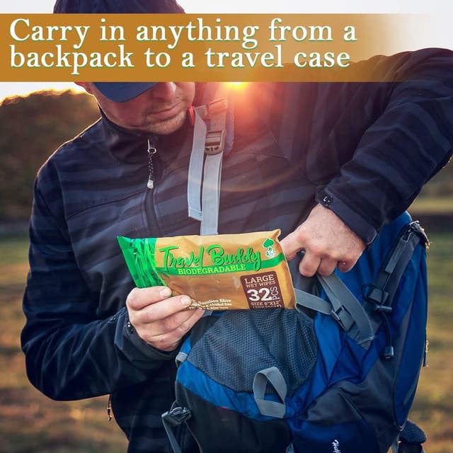 Detalle 2 de Ace Travel Buddy Large Body Wet Wipes (No Rinse) – 32 Bamboo Wipes for Gym, Travel, Camping & Showers