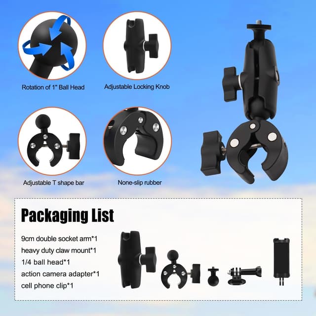 Thumbnail 6 de HAFOKO Bike Camera Clamp Mount 360° for GoPro