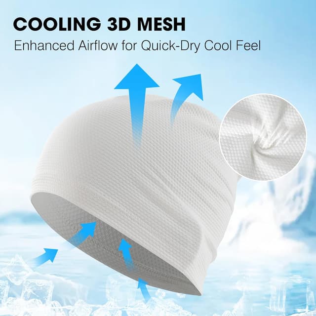 Detalle 2 de WTACTFUL 3-Pack Cooling Skull Caps (Breathable 3D Mesh) for Running, Cycling, Gym & All-Season Wear