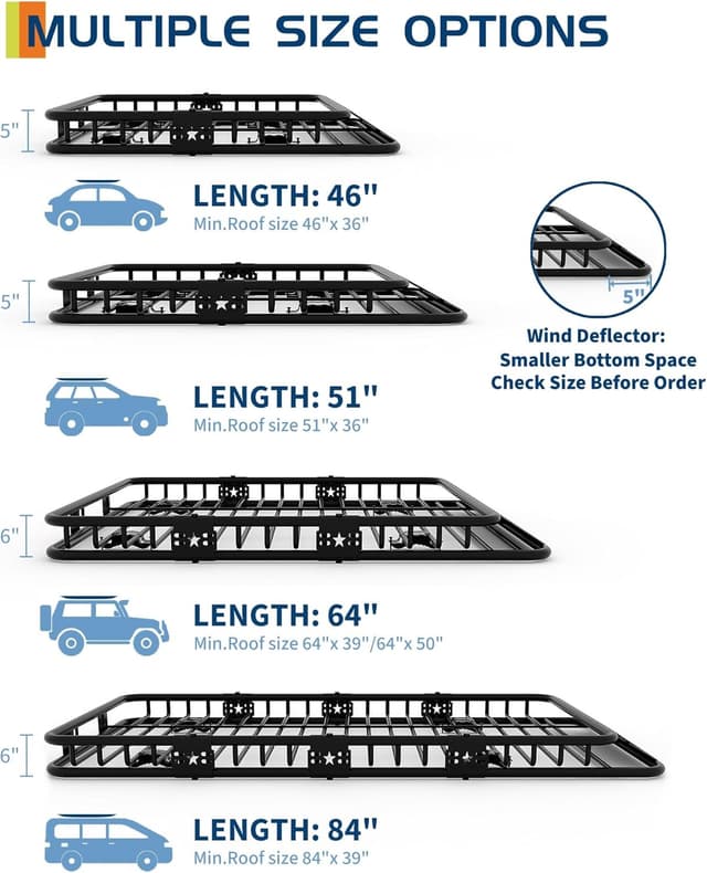 Thumbnail 3 de GarveeLife 51x36 Roof Rack Basket 200 lb