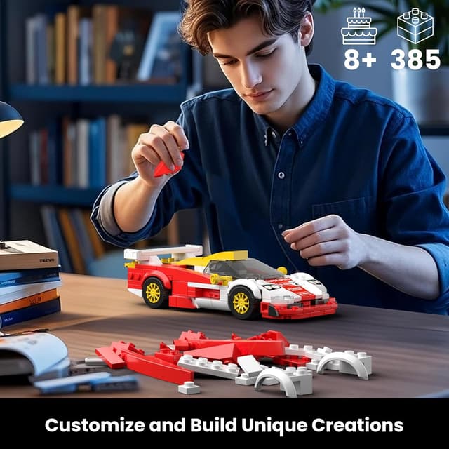 Detalle de Mould King 27089 Technik Speed Champion Klemmbausteine Auto GTR LT mit Acrylvitrine (385 Teile)