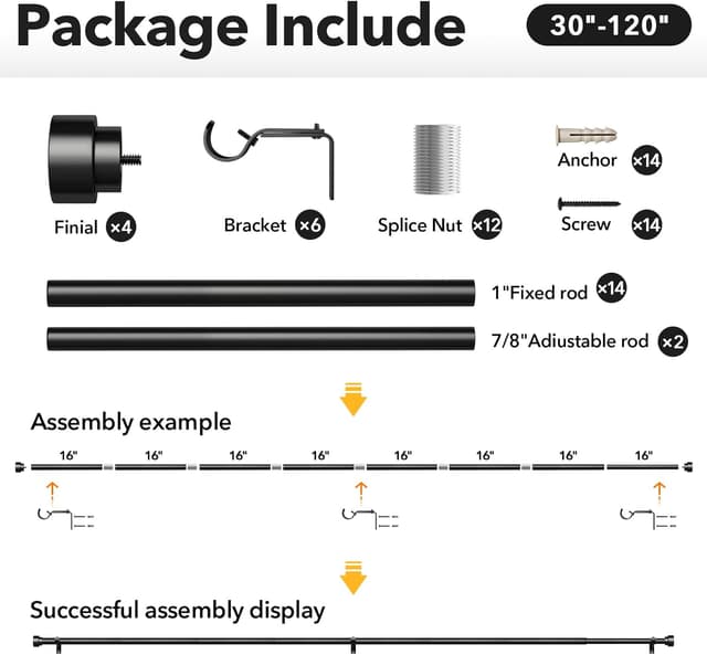 Thumbnail 6 de IFELS A1 curtain rods 66-120 Inch 🪟