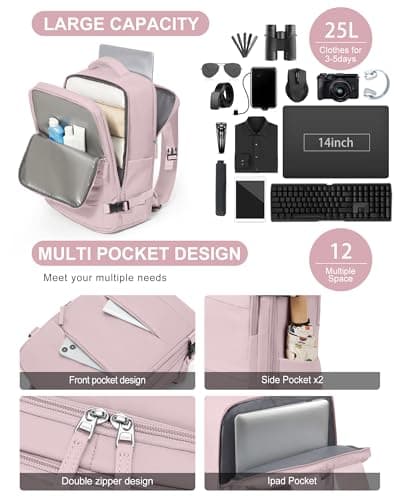 Detalle 2 de BJLFS Mochila de viaje para cabina 40x30x20 (Ryanair/Vueling/Wizz Air) con compartimento para portátil y tejido impermeable