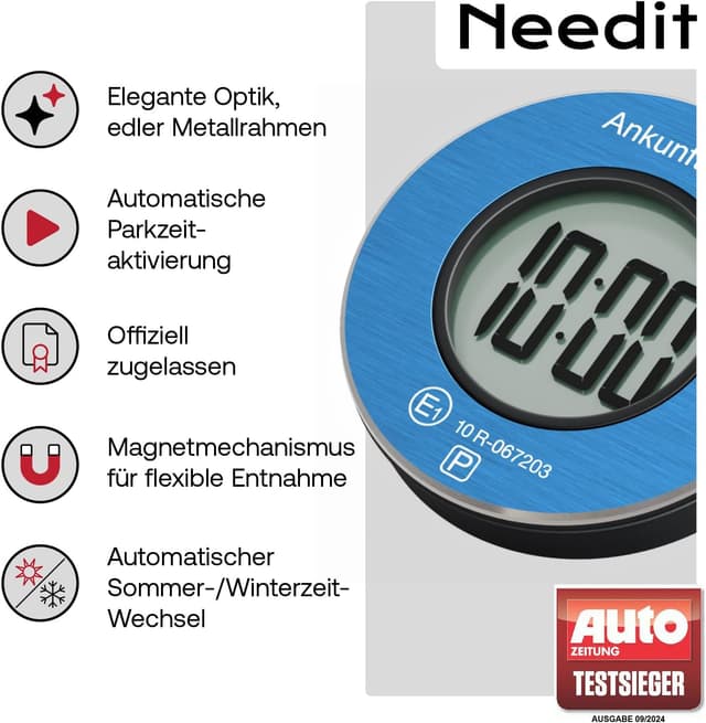 Detalle de Needit ParkOne (NEUES Modell 2026) – elektronische Parkscheibe mit automatischer Parkzeiterfassung
