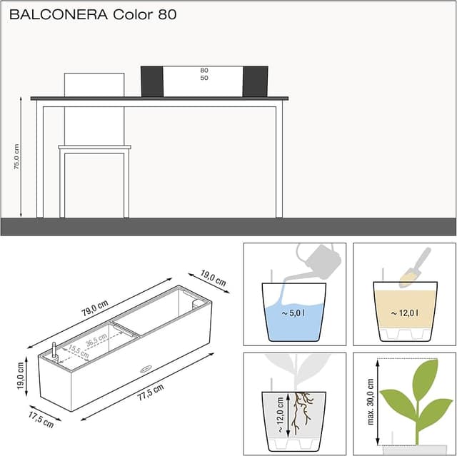 Thumbnail 2 de Lechuza 15683 Kit maceta balconera 79×19×19 cm
