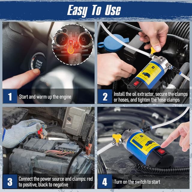 Detalle de Oil Extractor Pump 12V 100W Ultra-Quiet Fluid Transfer Pump (3 Hoses + Adapters) for Engine Oil & More