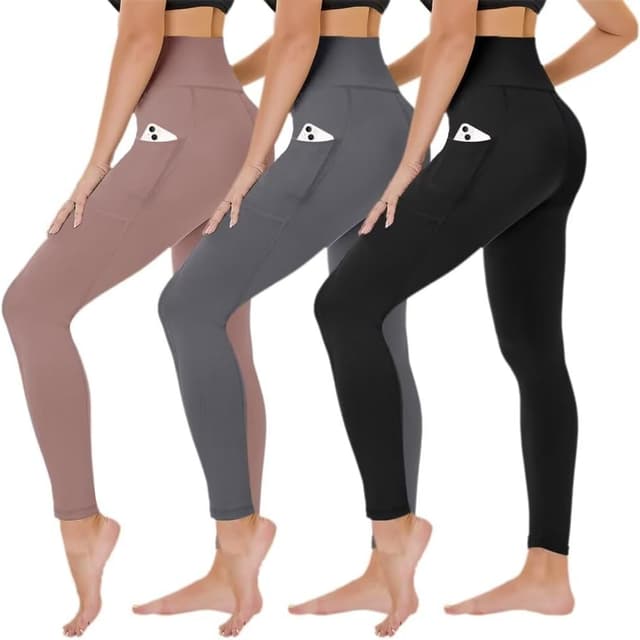 Detalle 2 de TNNZEET Leggings Damen High Waist 3er Pack Schwarz