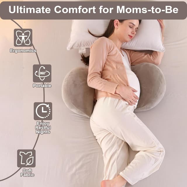 Detalle de SHANNA Neu Schwangerschaftskissen einstellbar – Komfort-Bodypillow für Bauch, Taille & Ganzkörper