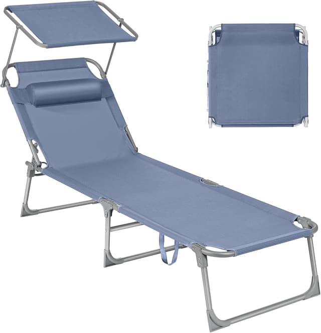 Detalle de SONGMICS Chaise Longue Pliante GCB192Q01 bleu