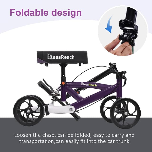 Thumbnail 6 de BlessReach Steerable Knee Walker Deluxe Medical Scooter (Purple) for Foot Injuries