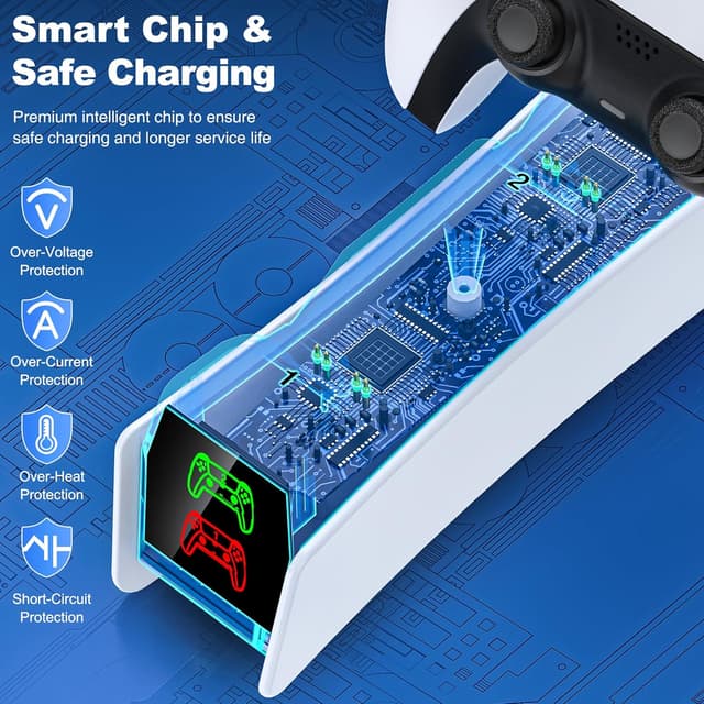 Detalle 2 de GAMSINGY PS5 Controller Ladestation 2–3 Std