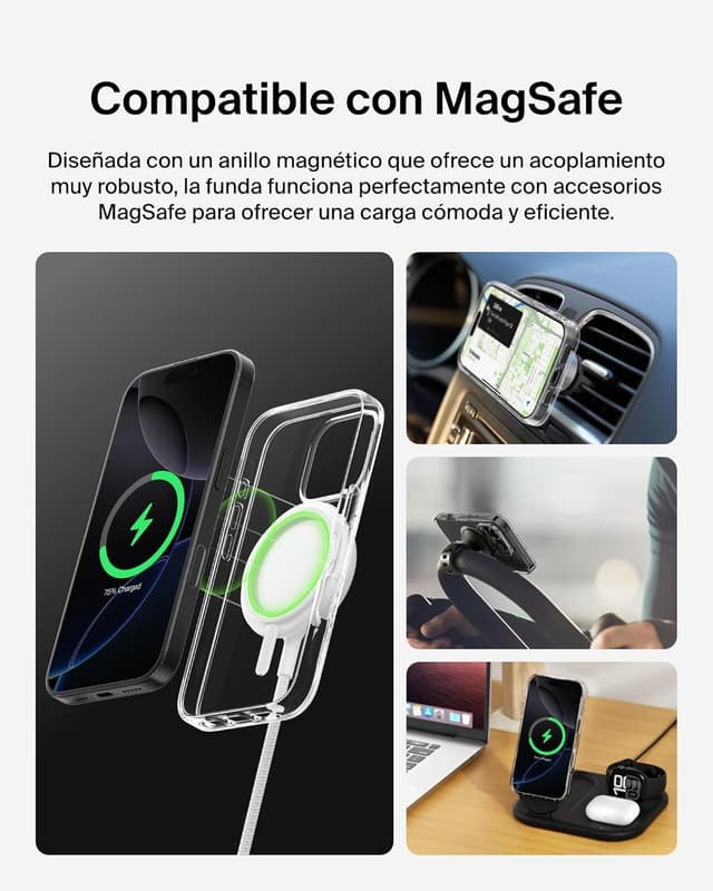 Detalle 2 de Belkin SheerForce Funda para iPhone 16 Pro 📱 MagSafe, Transparente