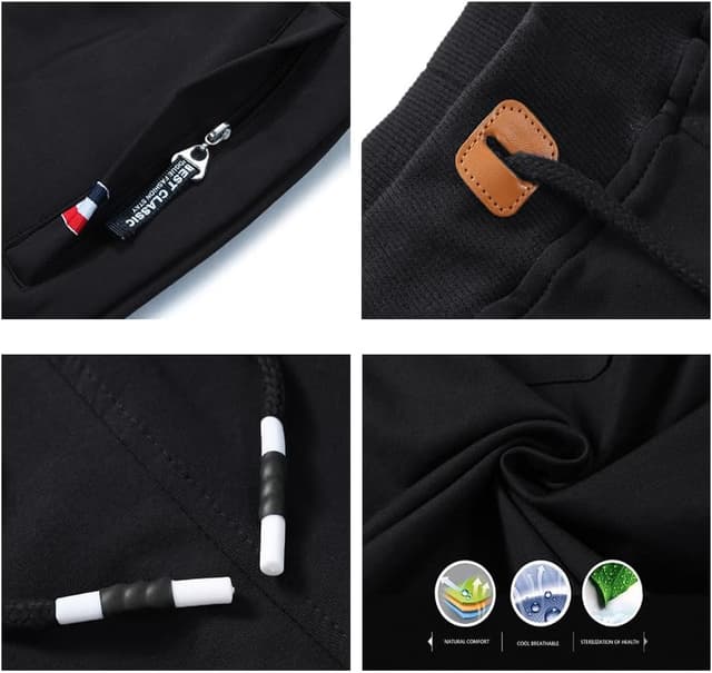 Detalle de JustSun Short Sport Homme Running en coton avec poches zippées