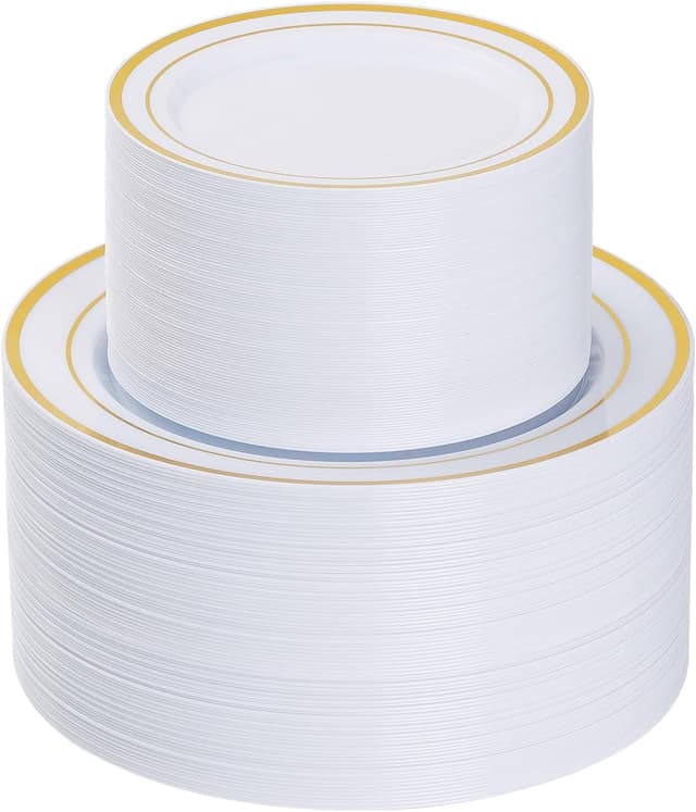 Imagen de Goodluck 200PCS Gold Plastic Plates 🍽 en OfertitasTOP