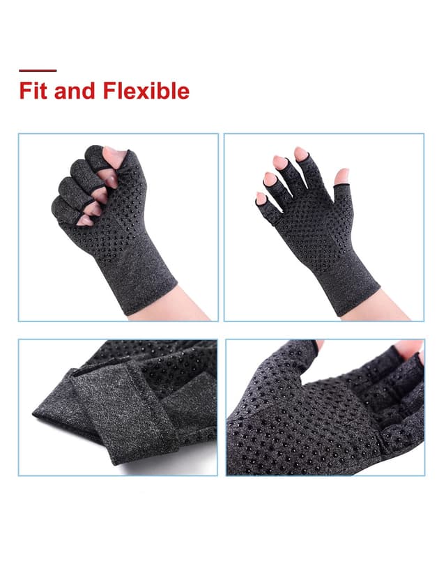 Thumbnail 6 de AovYoo 2 paia guanti senza dita compressivi per artrite, artrosi e Raynaud (S, grigio)